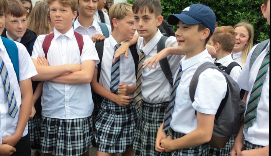 French schoolboys wear Skirts to protest Sexism