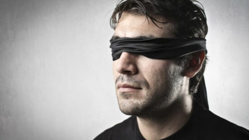 Why not a blindfold for men instead of a veil for women?